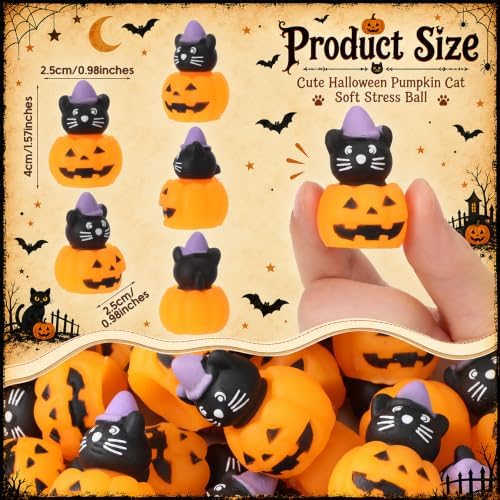 Thenshop 60 Pcs Halloween Pumpkin Cat Party Favors Trick or Treat Supplies