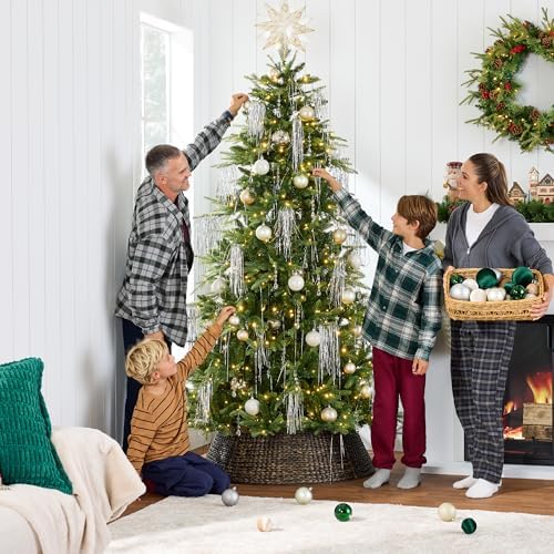 Best Choice Products Full Aspen Christmas Tree, 9ft Pre-lit Realistic Noble Fir w/ 1,200 Glowing Micro LED Lights, 2-in-1 White & Multicolor