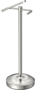 Freestanding Toilet Paper Holder Stand, Heavy Duty Brushed Nickel Stainless Steel Toilet Paper Holder with Weighted Base, Rustproof & Tool-Free Installation for Modern Bathrooms