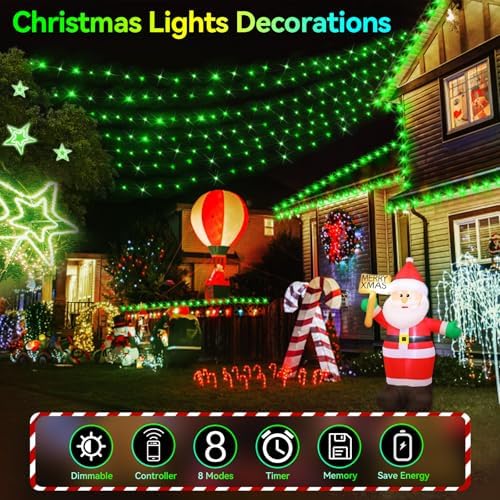 Hezbjiti 1000 LED 403 FT Christmas Lights Outdoor String Lights 8 Modes with Timer Memory Waterproof Fairy Lights Plug in for Classroom Bedroom Patio Wedding Party Holiday Xmas Decorations(Green)