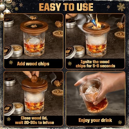 Whiskey Advent Calendar 2026 for Men, 24 Day Bourbon Smoker Infuser Kit for Cocktail and Whisky Lovers, Perfect Christmas for Husband, Dad, Boyfriend, Him(NO Butane, Glass)