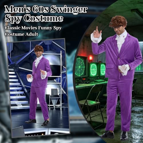 6 Pcs Mens 60's Swinger Spy Costume