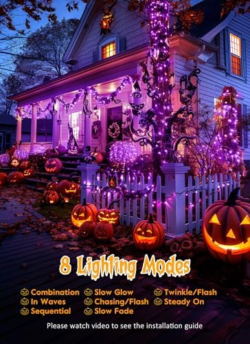 240 LED Solar Halloween Lights Outdoor Waterproof IP65, 20FT 8 Light Modes