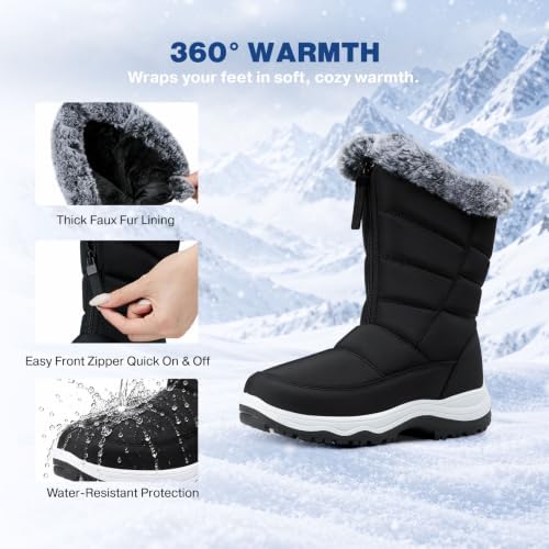TEMOFON Winter Snow Boots for Women: WaterProof Warm Fur Lined Ankle Boot