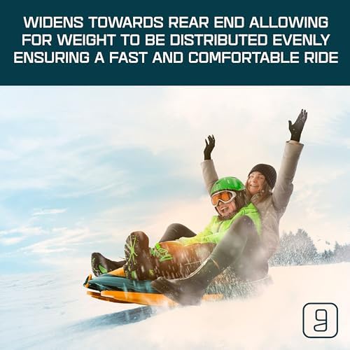 Snow Sled for Kids, Adults - Toboggan Sled, Easy Turning Steering Wheel, Anti-Slip Seat, Pull Up Brake, Durable Plastic Sled, Lightweight, Snow Sleds, Age 3+ 260 lbs