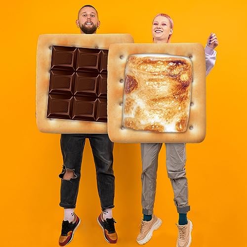 2 Pcs Halloween Couple Costume Marshmallows and Chocolate Tunic Costume
