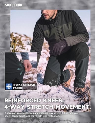 Moosehill Mens Fleece-Lined Snow Pants: Extended Leg Zippers