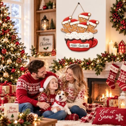 Gingerbread Christmas Decorations Merry Christmas Hanging Wooden Sign