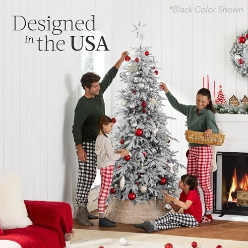 Best Choice Products Lighted Aspen Christmas Tree, 4.5ft Flocked Artifical Noble Fir, Pre-Lit White & Multicolored LED Lights Premium Holiday Décor - Green