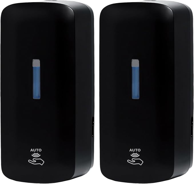 Automatic Soap Dispenser (2-Pack) with Extra Large 40 oz. Capacity (Liquid/Gel) - Wall Mounted Hand Soap or Touchless Hand Sanitizer Unit for Commercial or Home Bathrooms - ADA Compliant (Black)