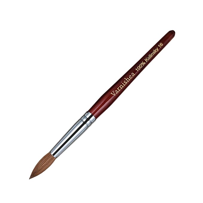 100% Pure Kolinsky Acrylic Nail Brush Solid Wood Handle Professional Manicure Brushes for Powder Nail Acrylic Application - Salon & DIY Nail Art Essentials - Size 16, 1.0 Count