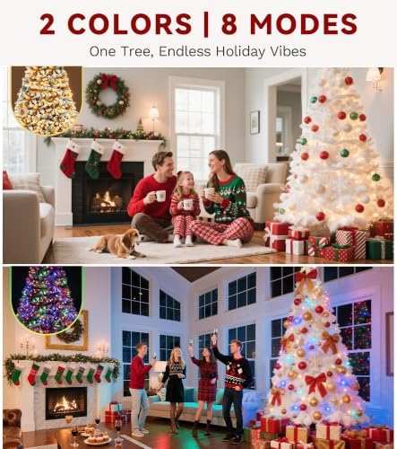 DWVO 6ft Flocked Christmas Tree Prelit, Atificial Tree with 250 LED Lights