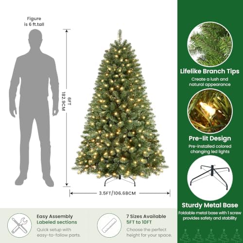 SHareconn 6ft Prelit Artificial Classic Spruce Christmas Tree