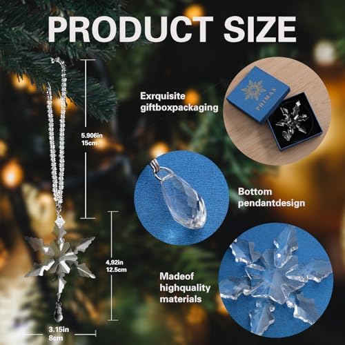 2026Annual Christmas Ornaments Crystal Snowflake Star - Christmas Tree Ornaments Pendant Sun Catcher Home Hanging Decor (2026 White Crystal 2 Layers)