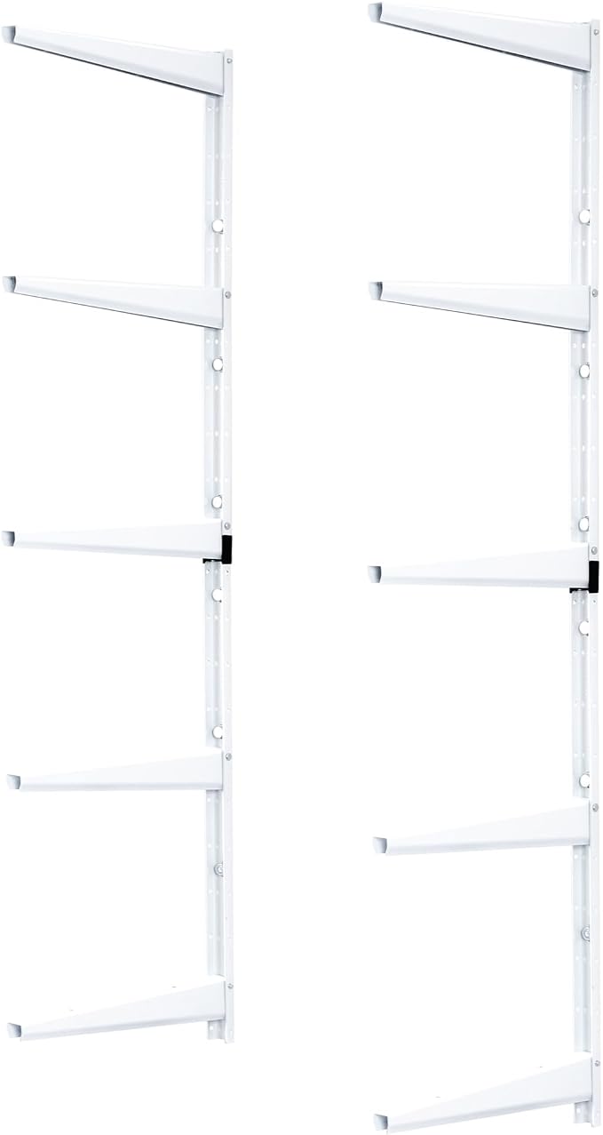 Delta Minimalistic White Shelf Brackets Cycle, Set of 10 Fully Adjustable 12-inch Heavy Duty Shelf Brackets, Holds Up to 800 lbs, Modern Shelf Bracket for Wood Shelves