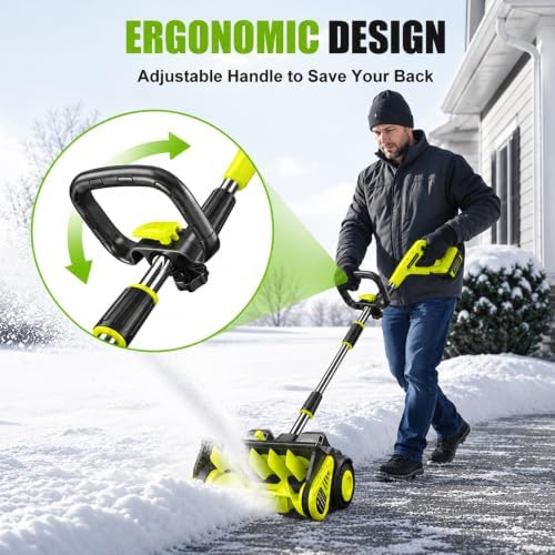 Litekon 80V Brushless Cordless Snow Shovel, 18-Inch Electric Snow Blower with 2X 4.0Ah Batteries Snow Removal with 30FT Throw Distance for Patio, Deck, Driveway,Green