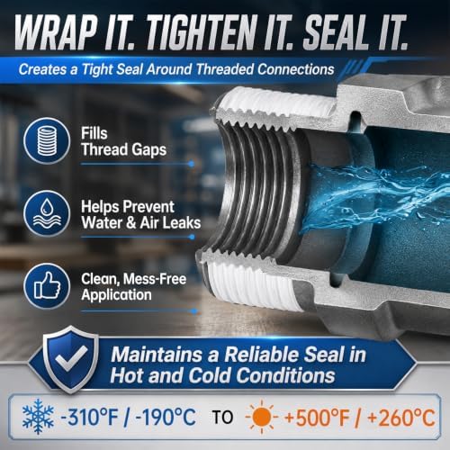 100 Pcs 3/4" x 520" PTFE Thread Seal Tape Bulk, Individual Wrapped