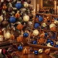 Lunmon 64 Pcs Christmas Ball Ornaments Navy Blue Gold Copper Brown Babules