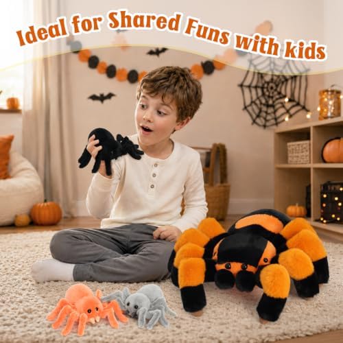 MorisMos Spider Stuffed Animal with 3 Baby Spiders Halloween Plush