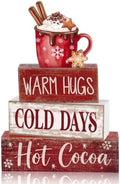 Lineshading 4 Pcs Christmas Table Decorations, Wooden Hot Cocoa Bar Sign