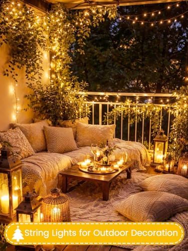 2 Pack 200 LED Battery Operated Christmas Lights, 8 Modes String Lights