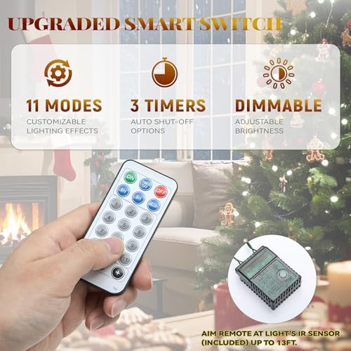 YITAHOME Pre-Lit Artificial Hinged Christmas Tree with Remote Control, 7.5ft Prelighted Spruce Xmas Tree for Home, Office, Party Decoration with 1450 Branch Tips and 550 Warm White Lights, Green