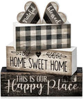 Moucuny 4 Pcs Farmhouse Table Decoration Home Sweet Home Wooden Block Signs