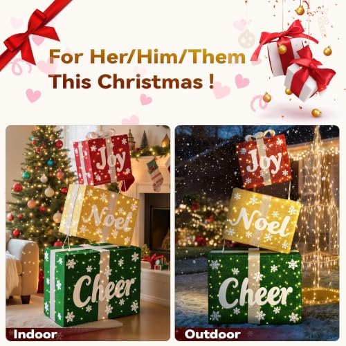 Jumbo Gift Box Outdoor Christmas Decoration with Timer&Remote Control