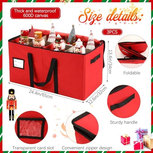 Soaoo 3 Pcs Christmas Nutcracker Storage Boxes