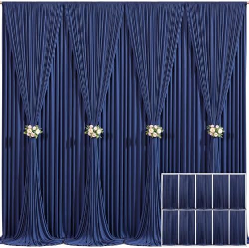 10 Panels Navy Blue Backdrop Curtain for Parties Wrinkle Free Photo Curtains Backdrop Drapes Fabric Decoration for Wedding Birthday Party Baby Shower 50ft(W) x 10ft(H)