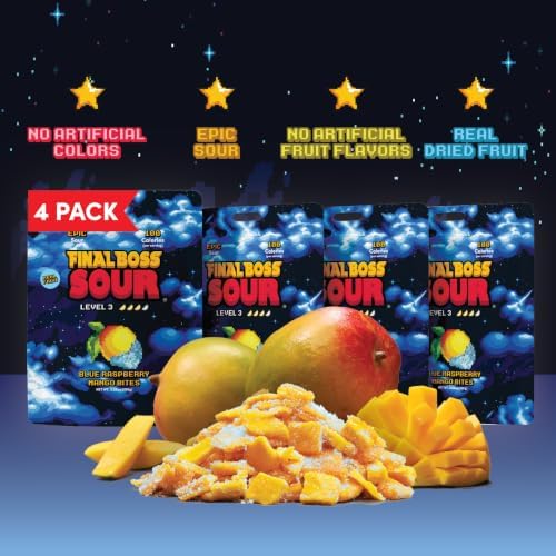Final Boss Sour, Sour Fruit Chews (1 Pack, Blue Raspberry Mango)