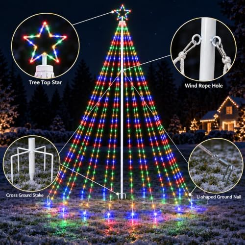 15.7Ft Outdoor Smart Christmas Lights with Flagpole Yard Decor