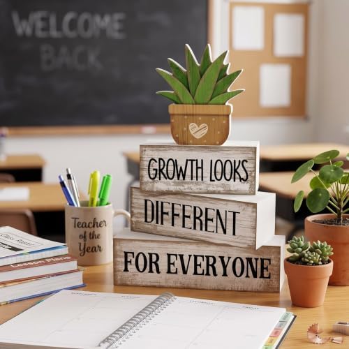Lineshading 4 Pcs Farmhouse Table Decor, Inspirational Office Shelf Decor