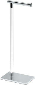 Gatco 1331C Modern Rectangle Base Freestanding Toilet Paper Holder, Chrome/Acrylic, Weighted Base Bathroom Tissue Stand 22.25"