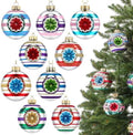 9 Pcs Christmas Vintage Glass Reflector Ornament,Retro
