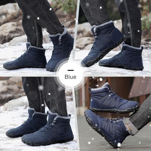 Womens Mens Barefoot Boots Shoes Minimalist Winter Snow Boots Warm Ankle Booties Zero Drop Sole Wide Toe Box Slip on Sneakers