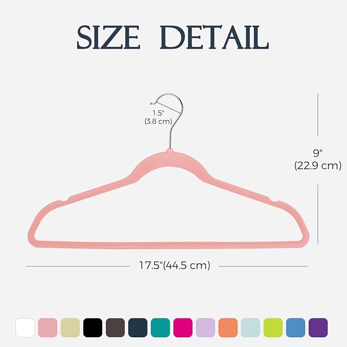 HOUSE DAY Lt Pink Velvet Hangers 20 Pack, Non Slip Clothes Felt Hanger Heavy Duty for Coat, Premium Slim Space Saving Suit Hangers for Closet Organizer, 360° Rotating Silver Hook