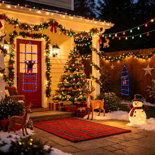 Toodour LED Christmas Light - 2.5FT Christmas Decorative Ladder Lights with Santa Claus, Xmas Decorations Light for Indoor Outdoor, Window, Garden, Home, Wall, Xmas Tree Decor - Blue
