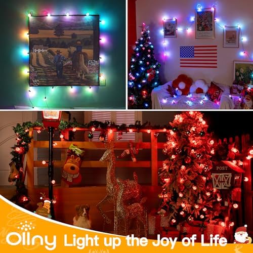 Ollny Outdoor String Lights, 30FT RGBW Color Changing Patio Lights Remote