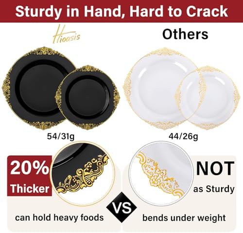 Hioasis 350 Pcs Black Gold Plates for Graduation