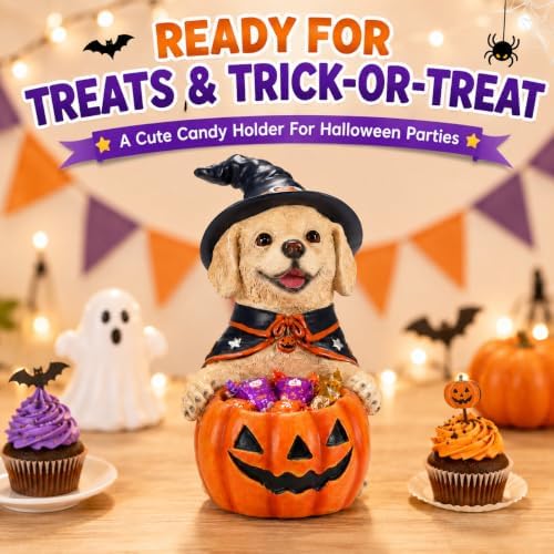 Halloween Golden Retriever Candy Bowl, Pumpkin Candy Holder