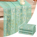 Artoid Mode 3Pcs Turquoise Gauze Gold Table Runner 10FT, Glitter Metallic Foil Sheer Dining Wedding Anniversary Holiday Table Decor for Home Party