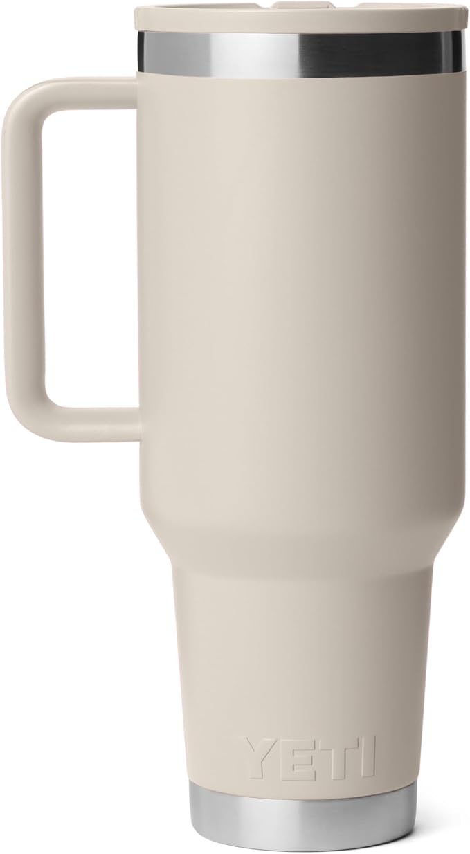 YETI Rambler 40 oz Travel Mug with Flip Straw Lid – Stainless Steel, Vacuum Insulated, Leakproof, Cup Holder Friendly, Cape Taupe
