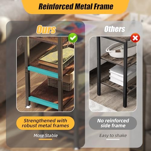 Flip Top End Table with Hidden Charging Station, 12" D x 21" W x 26" H