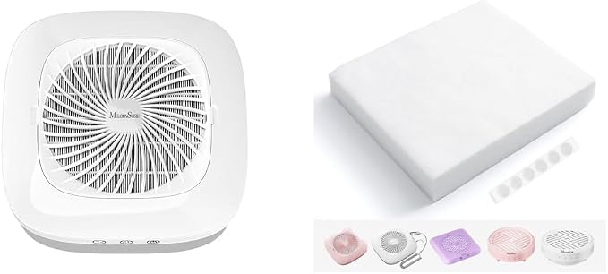 MelodySusie Low Noise Nail Dust Collector & 200 Sheets Nail Dust Collector Filter Paper