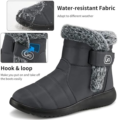 Winter Snow Boots for Women: Comfortable Warm Fur Lined Ankle Booties Non Slip Waterproof Boots for Outdoor Walking