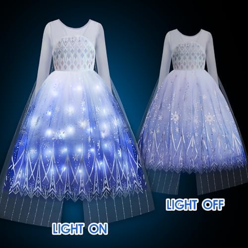 Davvew Princess Dresses for Girls Light Up Princess Costume for Little Girls Christmas Halloween Costume for Kids Toddler