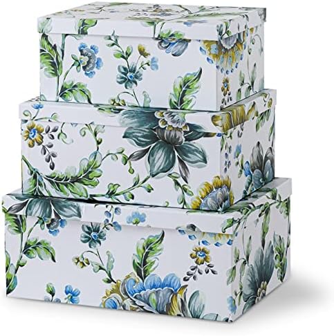 Soul & Lane - Breezy Bloom Floral Storage Boxes with Lids, Set of 3