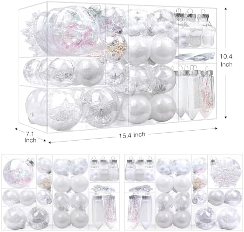 SHareconn 100PCS Christmas Tree Ornaments Clear Set, White