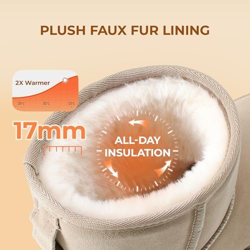 DREAM PAIRS Women's Genuine Suede Winter Mini Snow Boots